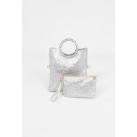 Rowan Crossbody Bag - Silver, Italian Pebble Grain Leather