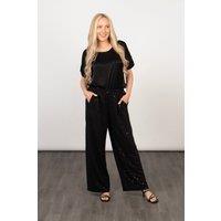 Sarta Women's Aria Black Sequin Wide Leg Trousers | Size: Small