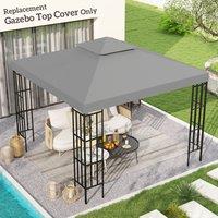 OUTSUNNY 3(m) 2 Tier Garden Gazebo Top Cover Replacement Canopy Roof in Light Grey