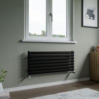 Agadon Neo Horizontal Oval Tube Designer Radiator in Black | Size: 410mm x 1000mm