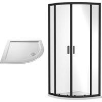 Balterley Ruwa Shower Bundle: Door, Panel & Tray, 900 x 900 mm Black/White in Black