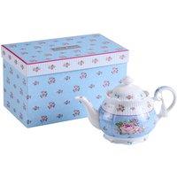London Boutique Porcelain Teapot Sets Teapot Shabby Chic Vintage Floral in Gift box (Teapot Rose Blue) in Blue