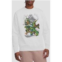 Teenage Mutant Ninja Turtles Men's Tmnt Shredder & Turtles Comic Crew Sweatshirt, White | Size: Large