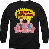 Beavis and Butthead Men's Couch Logo Og Long Sleeve T-Shirt, Black | Size: Medium