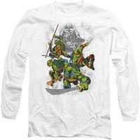 Teenage Mutant Ninja Turtles Men's Tmnt Shredder & Turtles Comic Long Sleeve T-Shirt, White | Size: Large