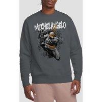 Teenage Mutant Ninja Turtles Men's Tmnt Tmnt Michelangelo Crew Sweatshirt, Charcoal | Size: Medium