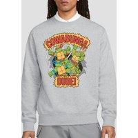 Teenage Mutant Ninja Turtles Men's Tmnt Cowabunga Dude Crew Sweatshirt, Athletic Heather in Light Grey | Size: Medium