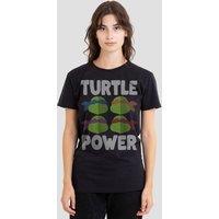 Teenage Mutant Ninja Turtles Women's Tmnt Turtle Power Faces T-Shirt, Black | Size: 2XL
