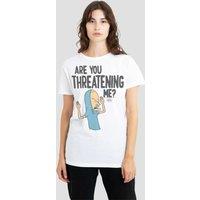 Beavis and Butthead Women's MTV Are You Threatening Me? T-Shirt, White | Size: 2XL