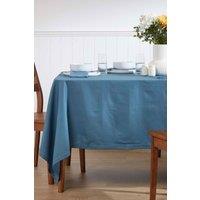 Homescapes Plain Cotton Tablecloth, 137cm x 178cm in Mid Blue | Size: 137 cm x 178 cm