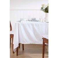 Homescapes Plain Cotton Tablecloth, 137cm x 228cm in White | Size: 137 cm x 228 cm