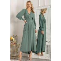 Jolie Moi Women's Rashelle Jersey Long Sleeve Maxi Dress in Green | Size: 8
