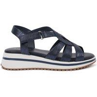 Paradox London Women's Vera Comfort T-bar Wedge Sandals in Navy | Size: 3