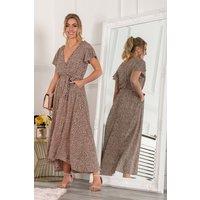 Jolie Moi Women's Selina Wrap Dip Hem Dress in Pink | Size: 10