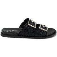 Paradox London Women's Verity Hand Woven Flat Mule Sandals in Black | Size: 3