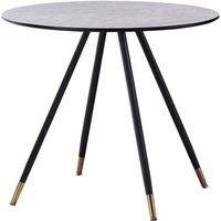 Life Interiors 90 CM Round 'Dorchester' Lux Dining Table Marble finish Gold Tips in Grey