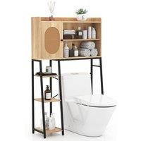 Costway Over The Toilet Storage Cabinet Bathroom Organizer Shelves-Natural in Natural
