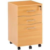 Moderna Beech Filing Cabinet, 3 Drawers, 1 Lockable Drawer, Short Office Cupboard in Brown