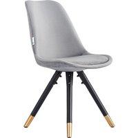 Life Interiors Single Sofia Ergonomic Modern Dining Chair Upholstered in Velvet, Metal Legs with Gold End Caps in Light Grey