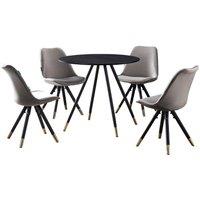 Life Interiors Sofia' Dorchester LUX Dining Set with a Table & Chairs Set of 4 in Dark Grey