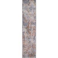 Kukoon Metalic Grey Distressed Hallway Runner Rug Non Slip & Washable in Metallics | Size: 60 cm x 240 cm