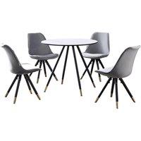 Life Interiors Sofia' Dorchester LUX Dining Set with a Table & Chairs Set of 4 in Light Grey
