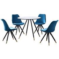 Life Interiors Sofia' Dorchester LUX Dining Set with a Table & Chairs Set of 4 in Blue