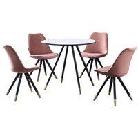 Life Interiors Sofia' Dorchester LUX Dining Set with a Table & Chairs Set of 4 in Pink