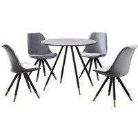 Life Interiors Sofia' Dorchester LUX Dining Set with a Table & Chairs Set of 4 in Light Grey