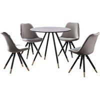 Life Interiors Sofia' Dorchester LUX Dining Set with a Table & Chairs Set of 4 in Dark Grey