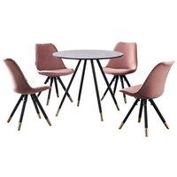 Life Interiors Sofia' Dorchester LUX Dining Set with a Table & Chairs Set of 4 in Pink