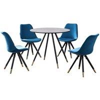 Life Interiors Sofia' Dorchester LUX Dining Set with a Table & Chairs Set of 4 in Blue