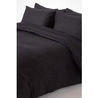 Homescapes Egyptian Cotton Stripe Duvet Cover & Pillowcase 330 TC in Black | Size: Super King