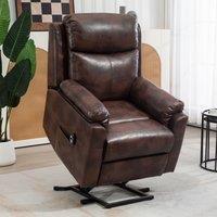 HOMCOM Power Lift Chair Electric Riser Recliner with Remote Control in Dark Brown