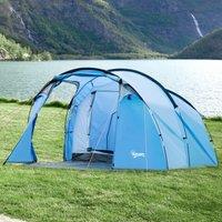 OUTSUNNY 2 Man Camping Tent with 2 Rooms Porch Vents Rainfly in Blue