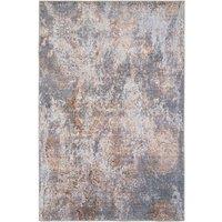 Kukoon Silver Gold Metallic Distressed Abstract Non Slip Washable Low Pile Rug in Metallics | Size: 60 cm x 240 cm
