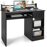 Costway Wooden Computer Desk W/ Keyboard Tray Writing Workstation Vanity Dressing Table in Black