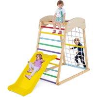 Costway 4-in-1 Jungle Gym Wooden Indoor Toddler Playground w/ Slide