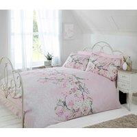 Rapport Home Eloise Floral Polycotton Duvet Cover Set with Pillowcase in Light Pink | Size: Double