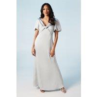 Coast Women's Twist Detail Puff Sleeve Satin Bridesmaid Maxi Dress in Sage | Size: 10