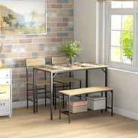 HOMCOM Industrial 4 Piece Dining Table & Chairs Set Kitchen Table Set of 4 in Yellow