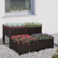 OUTSUNNY Elevated Flower Bed Vegetable Herb Planter Plastic in Brown