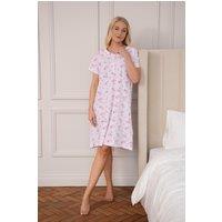Camille Women's Lightweight 100% Cotton Short Sleeve Summer Nightdress in Pink | Size: 18-20