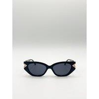 SVNX Women's Cat-Eye Sunglasses with Side Detail in Black