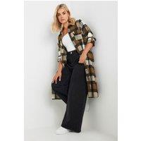 Yours Women's Longline Check Shirt in Brown | Size: 16