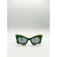 SVNX Women's Bold Butterfly Cat-Eye Sunglasses Green Lime