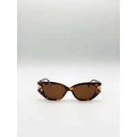 SVNX Women's Cat-Eye Sunglasses with Side Detail in Brown