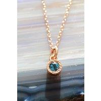 Otis Jaxon London Women's Blue Topaz Sterling Silver November Birthstone Pendant Necklace in Rose Gold