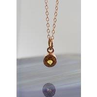 Otis Jaxon London Women's Citrine Sterling Silver November Birthstone Pendant Necklace in Rose Gold