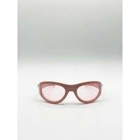 SVNX Women's Wrap Around Racer Bow Sunglasses in Pink